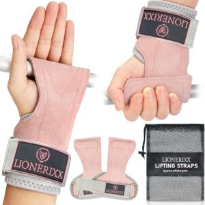 Pink Lifting Straps for Women - Professional Wrist Straps for Weightlifting, Deadlift and Powerlift - Palm Guard & Lifting Gloves, Storage Bag Included